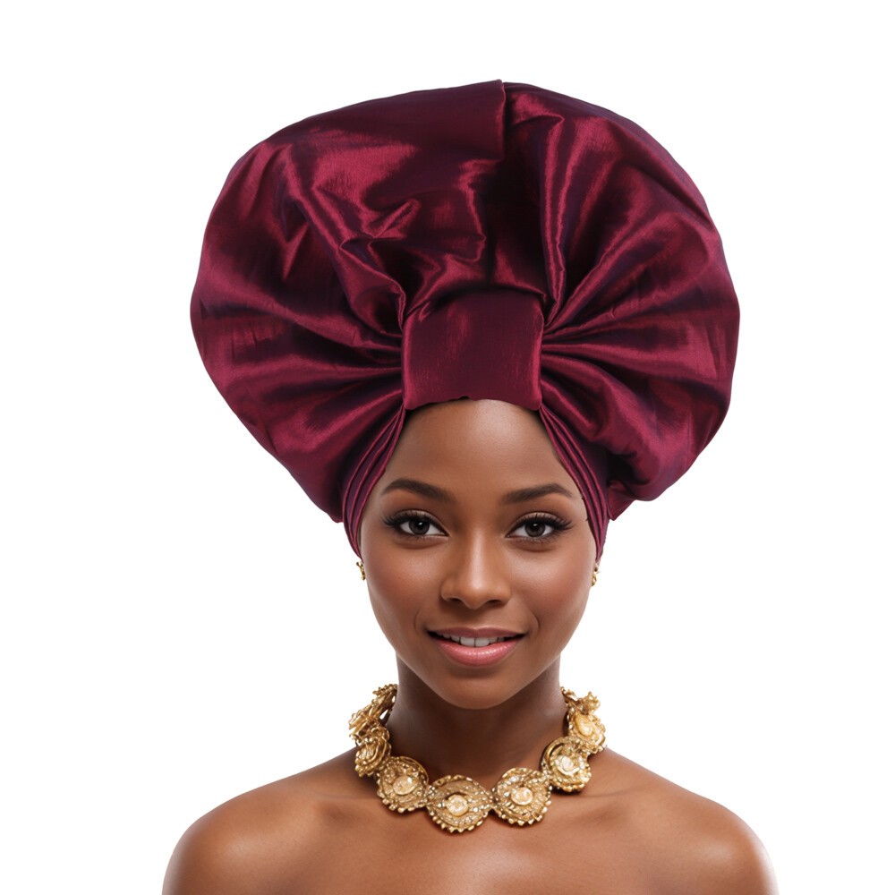 African Women Hijab Headtie Nigerian Auto Gele Wedding Party Hat Turban Aso Oke