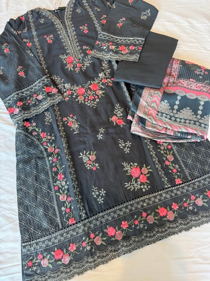 New 3pcs BINSAEED soft KHADDAR embroidered M42,