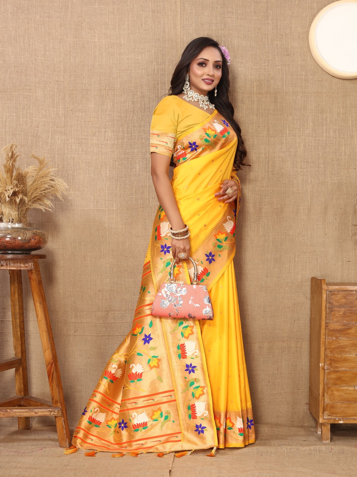 Premium Lichi Silk Saree Copper Zari Woven Rich Pallu Latest Trending Sari Gift