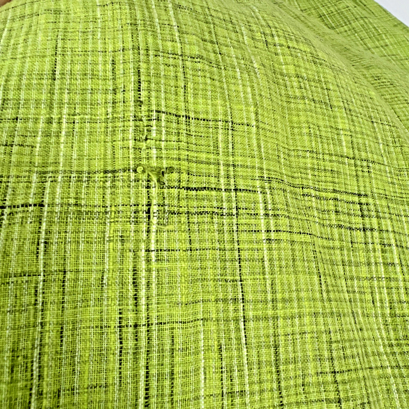 Vibrant Lime Green Kurta Linen Blend Long Sleeves Size 40 side slit