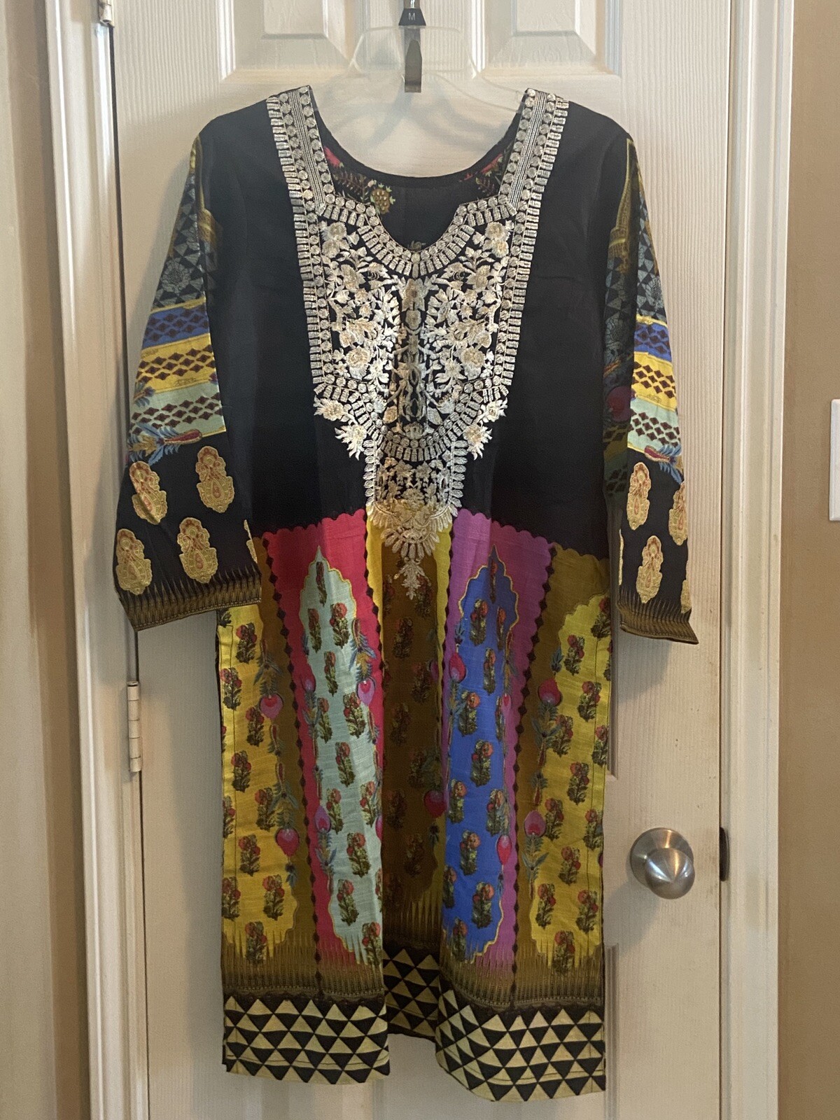Indian Pakistani Designer Khaddar Embroidered Suit With Shawl
