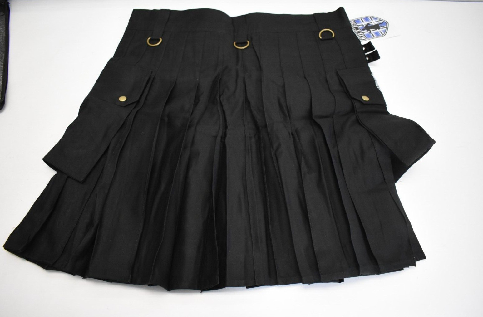 Damn Near Kilt ‘Em Mens Green Horn Utility Kilt Black 100% Cotton NWT Large