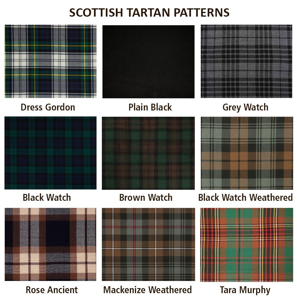 Mens Black Hybrid Kilt Scottish Tartan Inner Plates Black Utility in 50+ Tartans