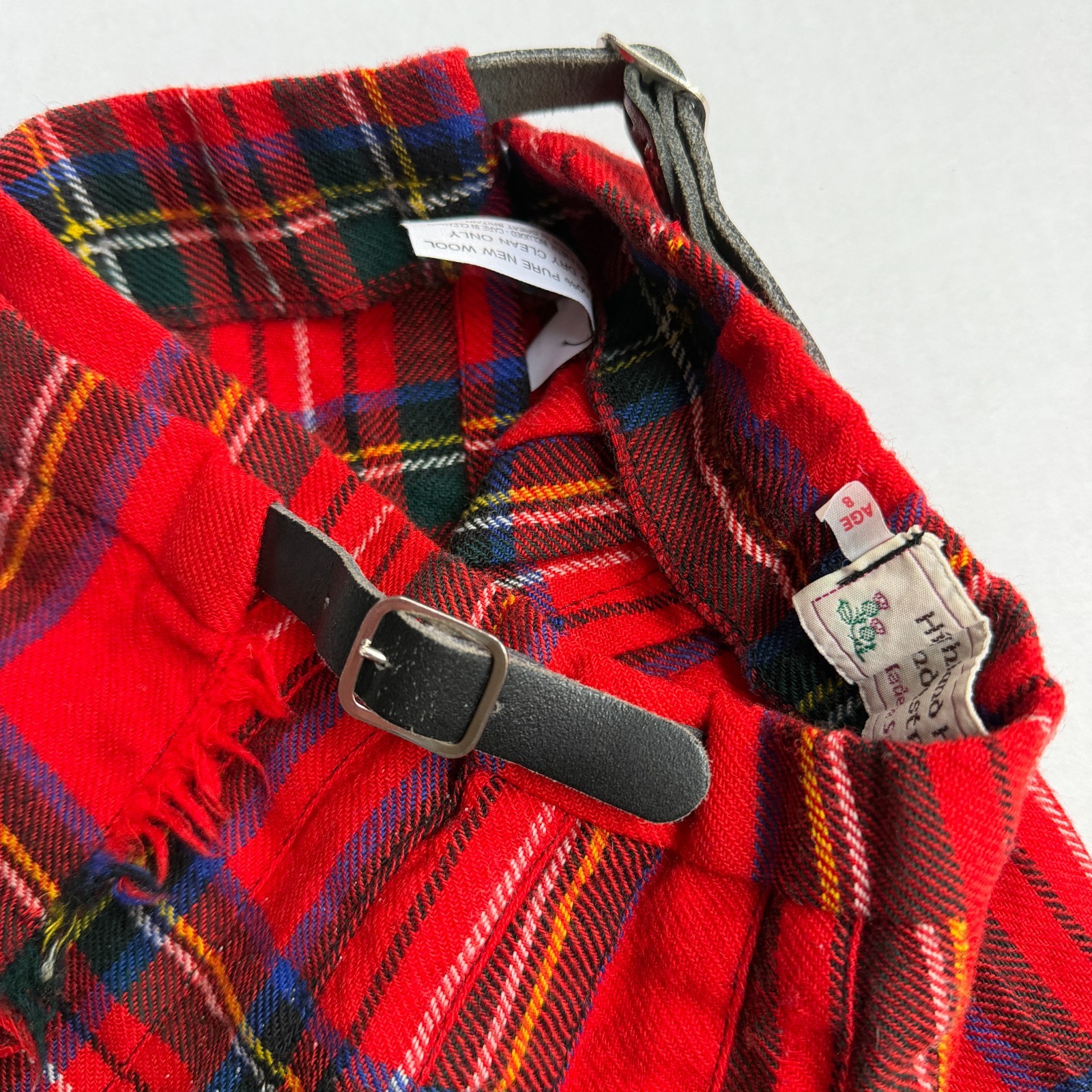 Royal Stewart Tartan Kilt 8 Wool Vtg Highland Home Industries Made In Scotland