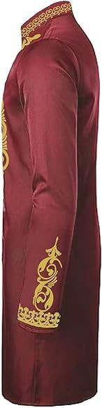 LucMatton African 1 Piece Set Long Sleeve Red Gold Print Dashiki Size Large