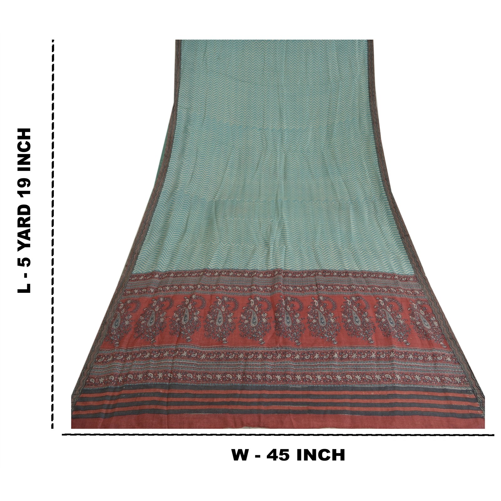 Sanskriti Vintage Indian Sarees 100% Pure Woolen Blue Fabric Printed Woven Sari
