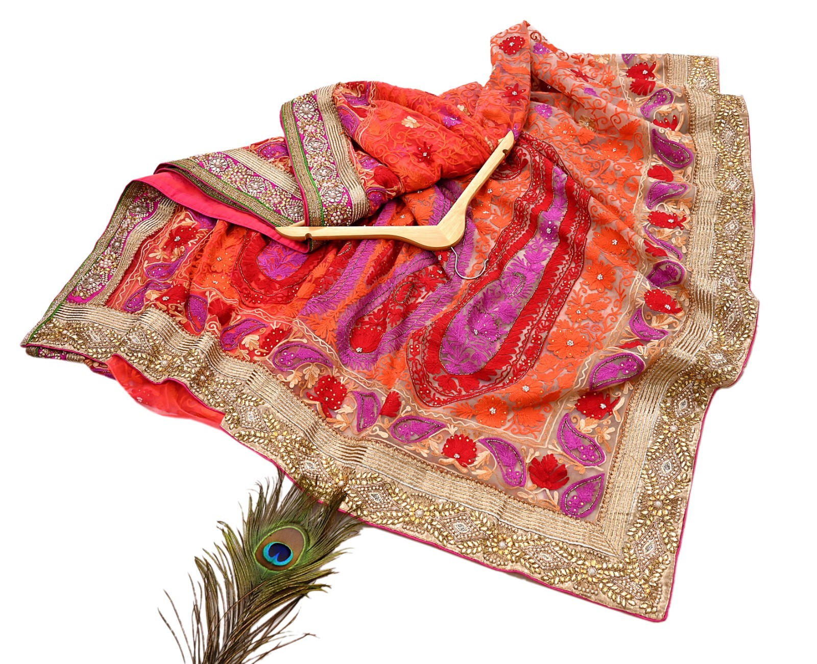Indian Vintage Sari Net/Mesh Hand Embroidered Designer Manish Malhotra saree 5yd
