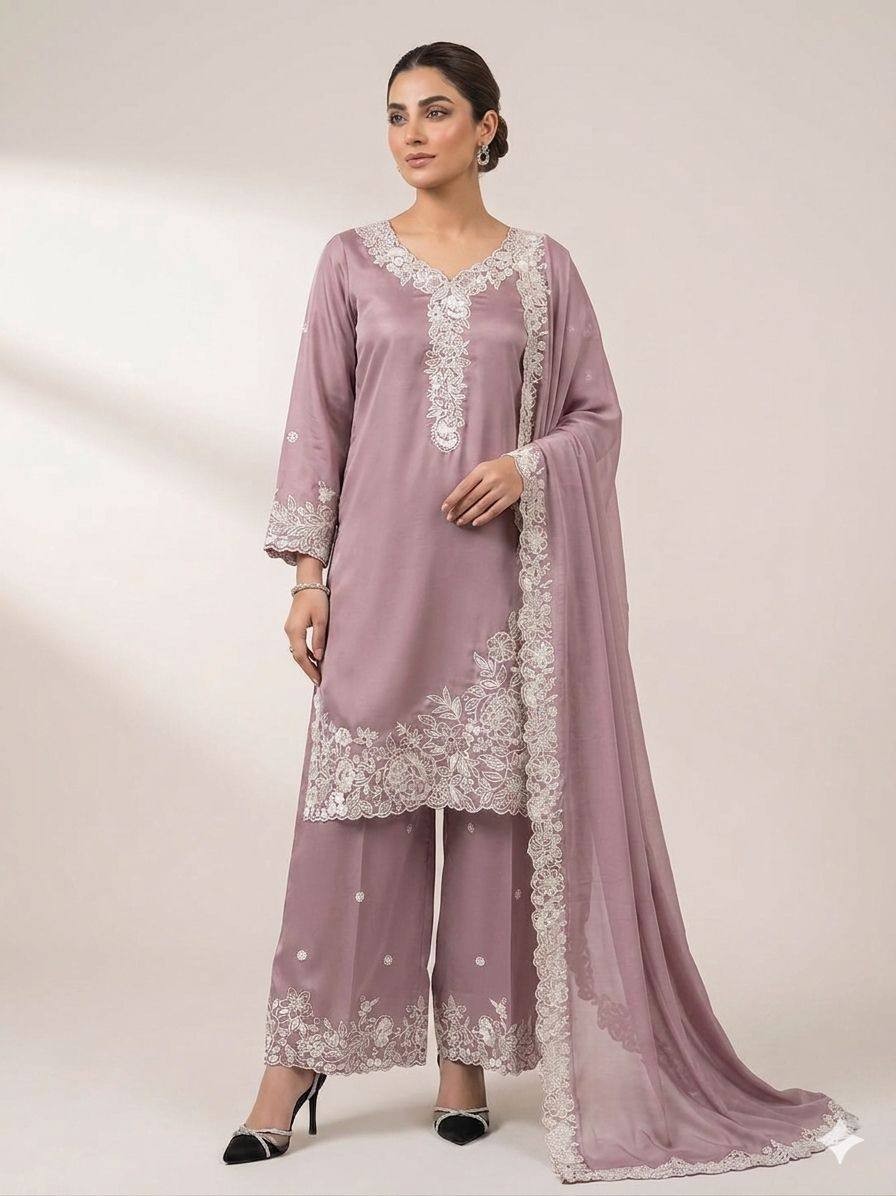 New Launch Franch Crepe Kurta Palazzo With Dupatta For Wedding Wear