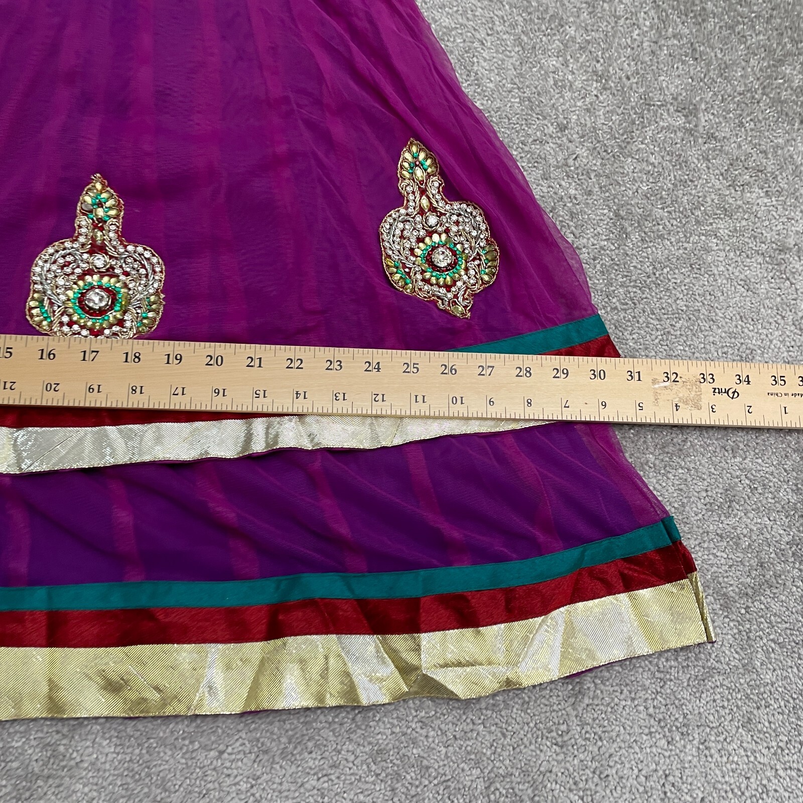 Unbranded Rhinestones Indian Dress Womens 36 Purple Short Sleeve Salwar Kameez