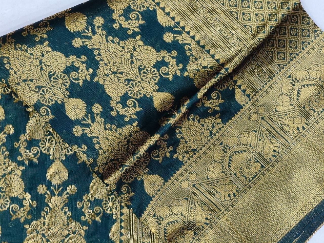 ETHNIC PURE BANARASI SILK SAREE WITH DESIGNER BLOUSE FOR WEDDING AND PARTY WEAR