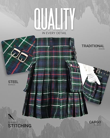 Mackenzie Tartan Utility Kilt Package – Acrylic Wool Kilt, Hose, Flashes