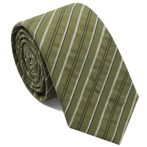 Skinny Ties for Men,Cotton Linen Neck Tie for Daily Mustard Striped Tie