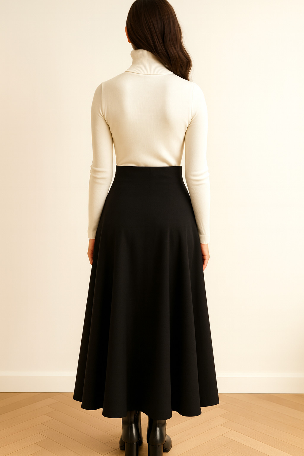 Ladies High-Waisted Maxi Skirt | Acrylic Wool Full Length A-Line Winter Skirts
