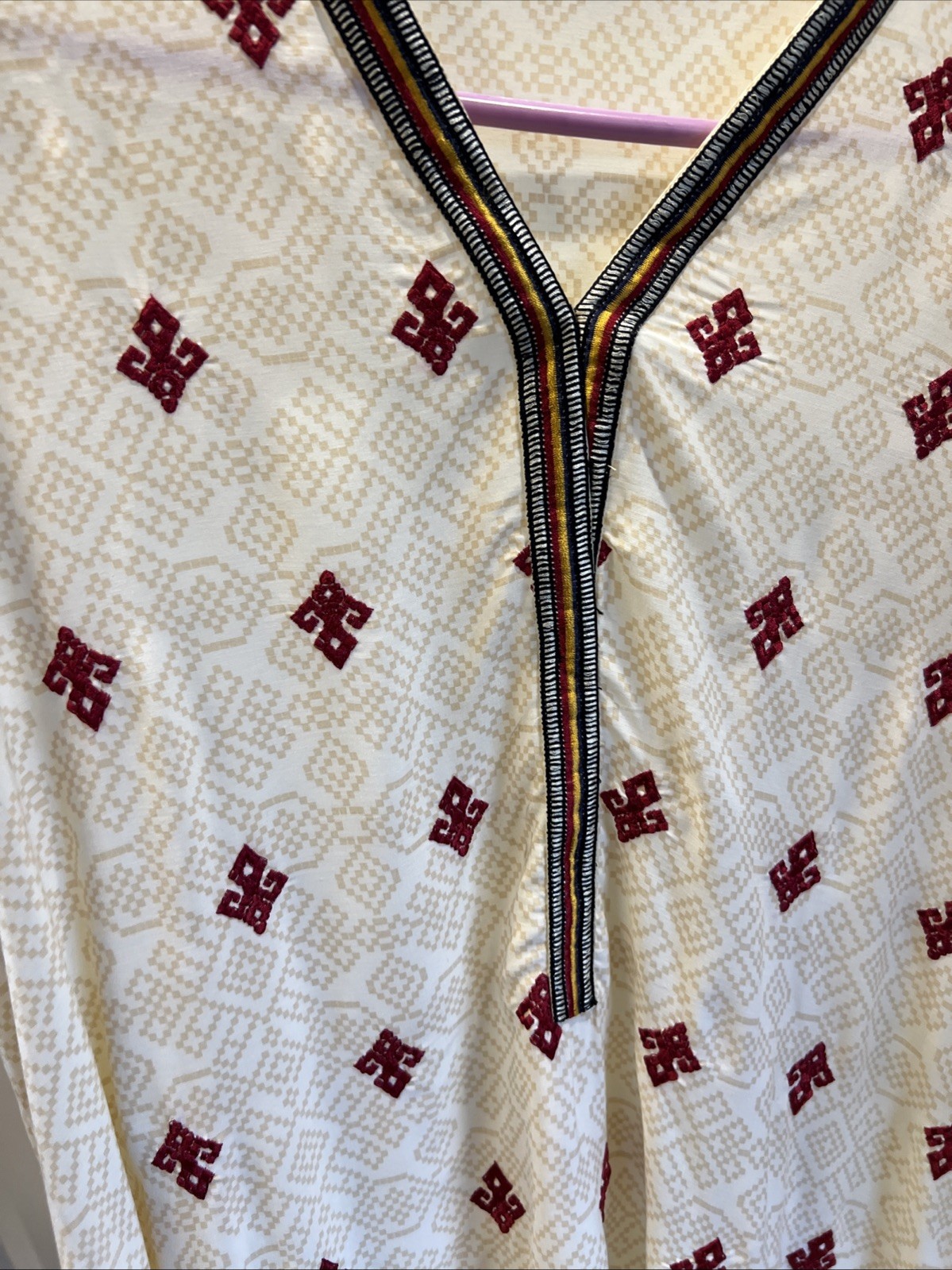 Limelight Women’s Embroidered Cross Stitch Kameez Long Sleeve Top Size Large