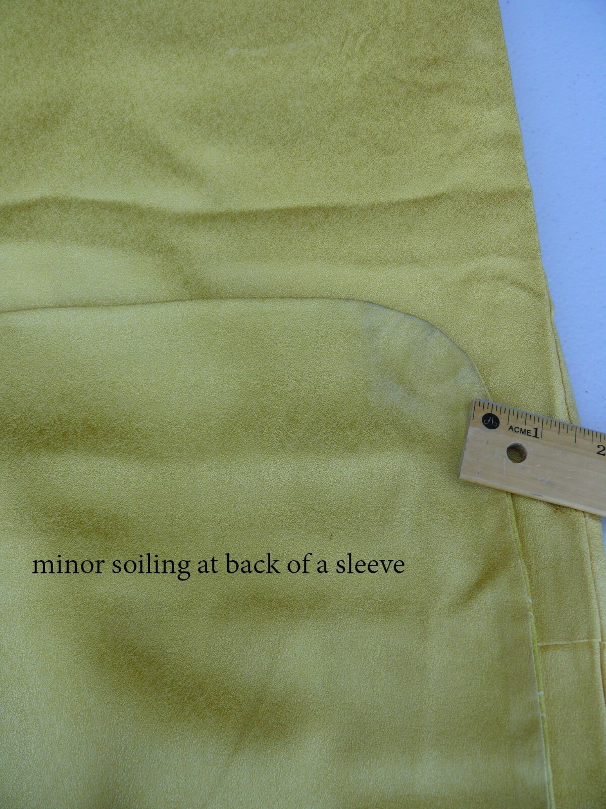 100% SILK WEDDING TSUKESAGE KIMONO:PURE GOLD! Embroidered Yellow Camellia@G33a