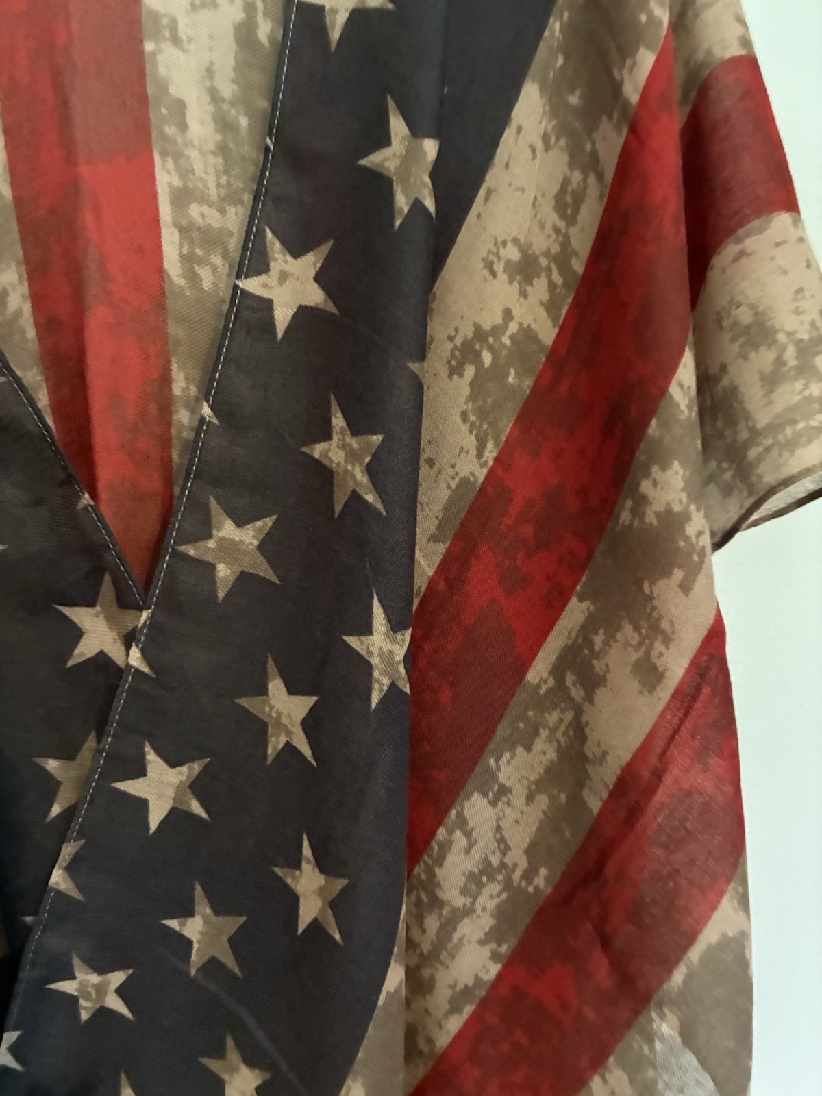 American Flag Vintage Stars & Stripes Kimono Duster Wrap Multi Reg Plus OS NEW
