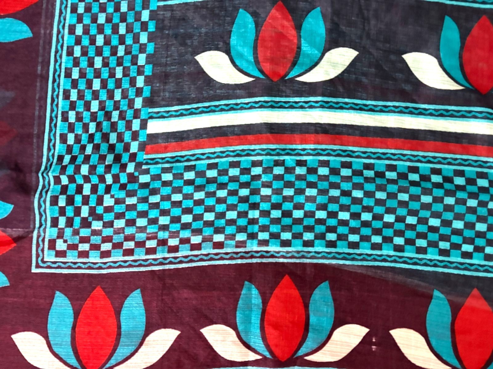 Bridal Saree Indian Vintage Printed Used Silk Recycled Fabric Blue Curtain Drape