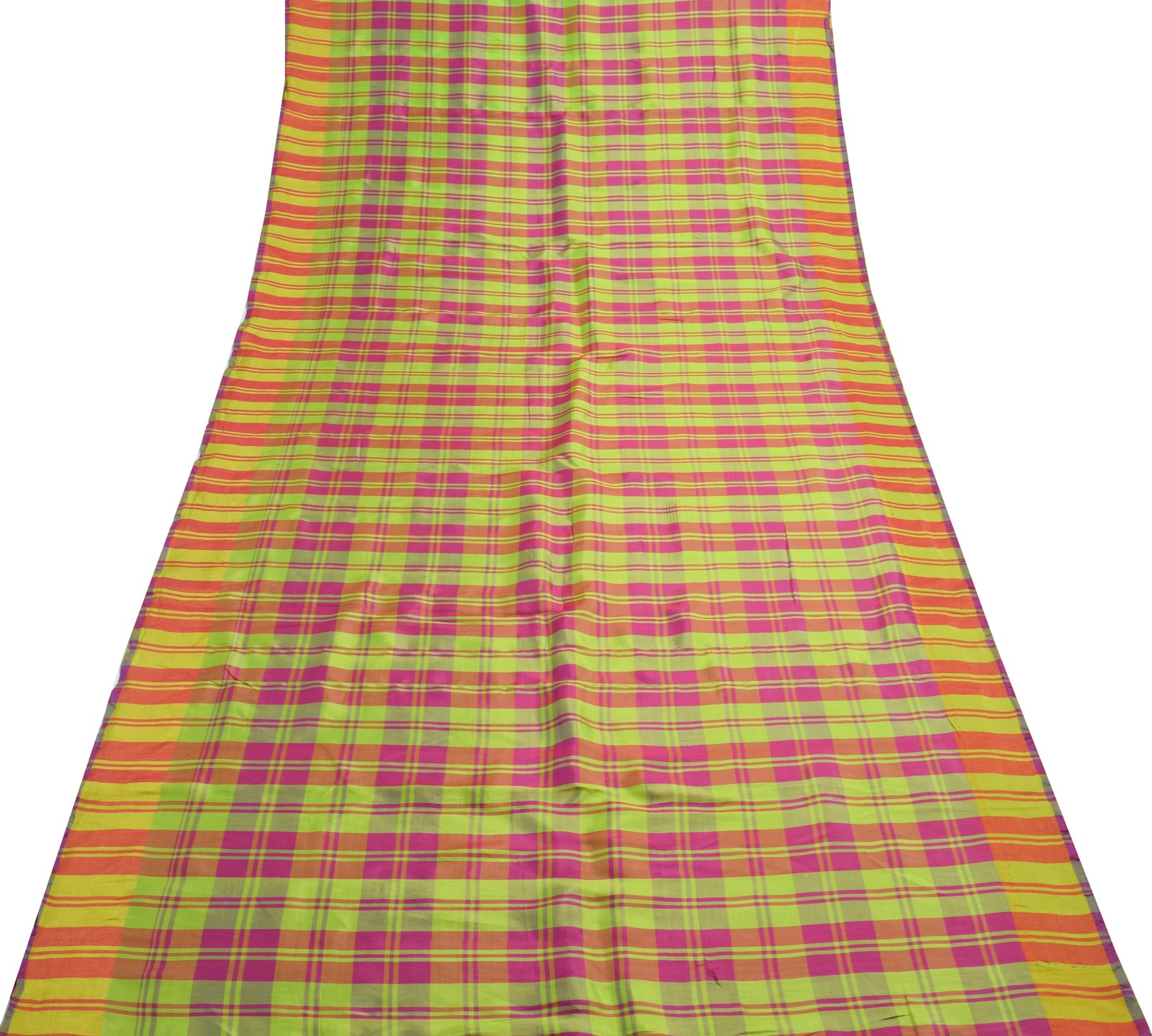 Sushila Vintage Silk Handwoven Multi-Color Checks Assam Pattu Saree Broad Border