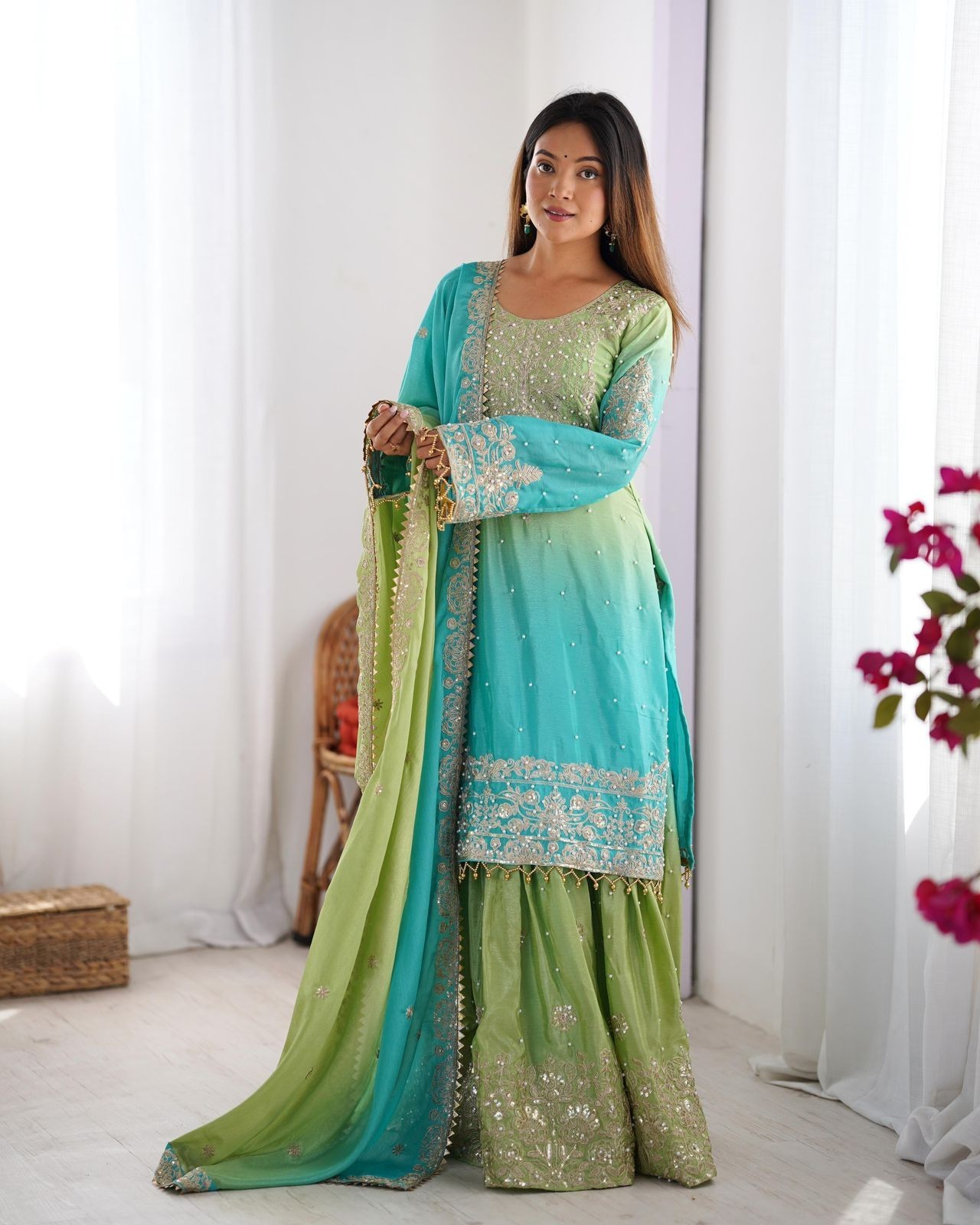 Designer Indian Pakistani top plazzo Bollywood Dress Party Wear Suit wedding