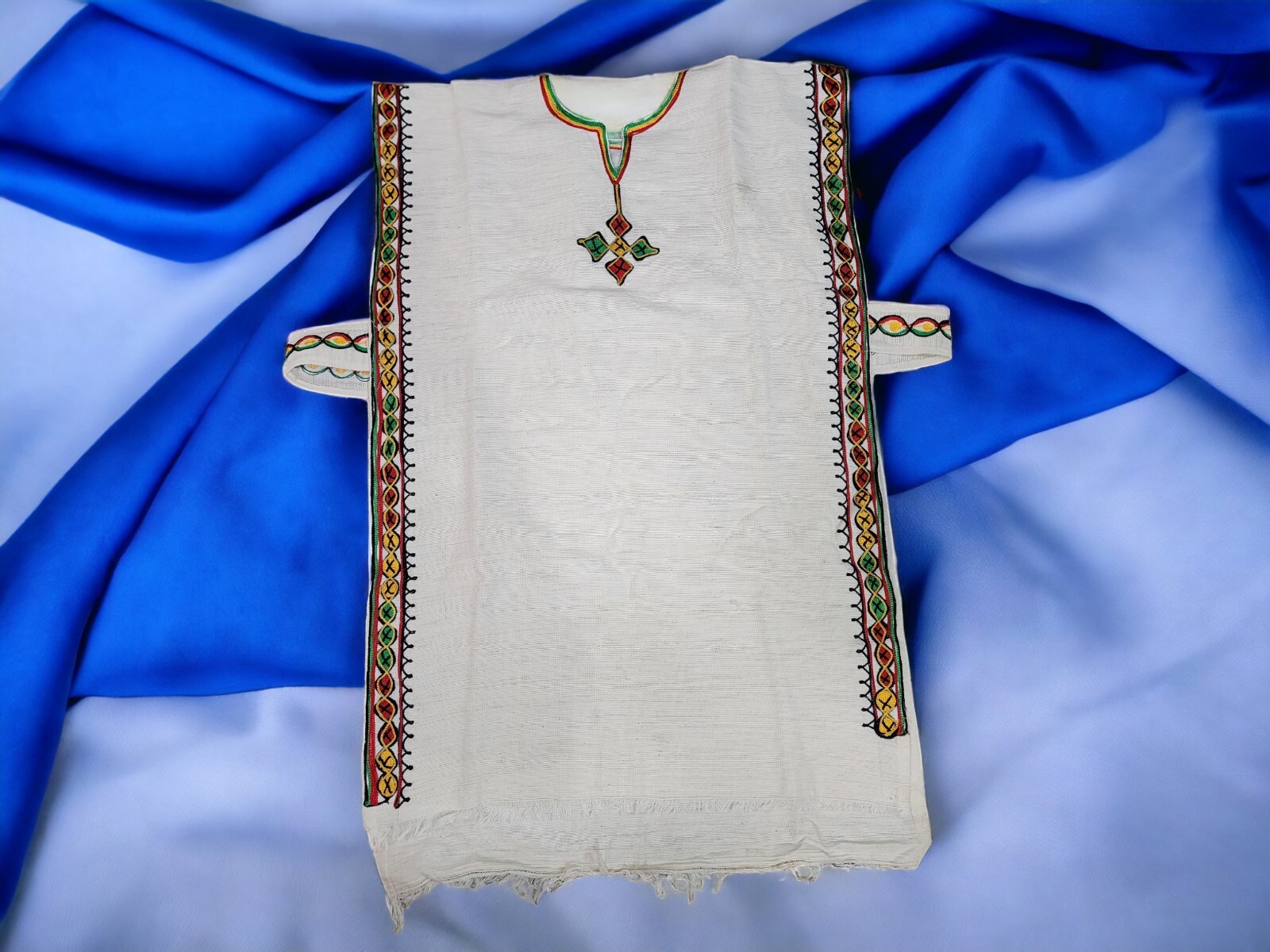 Ethiopian Traditional Embroidered Men’s Shirt Unique Fetele Handmade Top