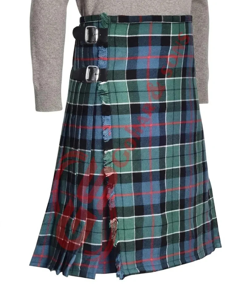 Traditional Leslie Green Tartan 8 Yard Tartan Kilt – Acrylic Wool, Custom Size