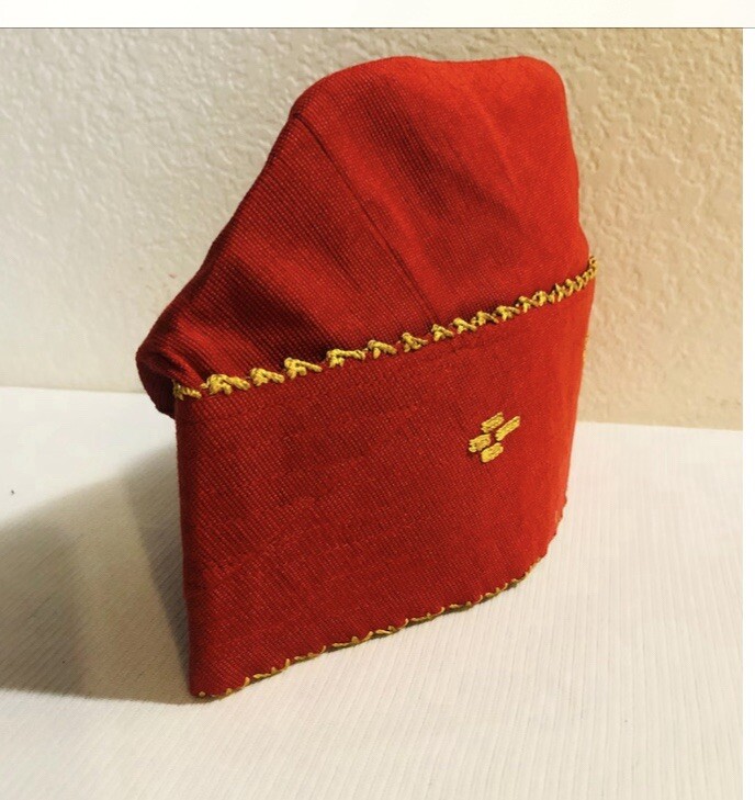 Red Embroidered African Hand Woven Aso Oke Hat