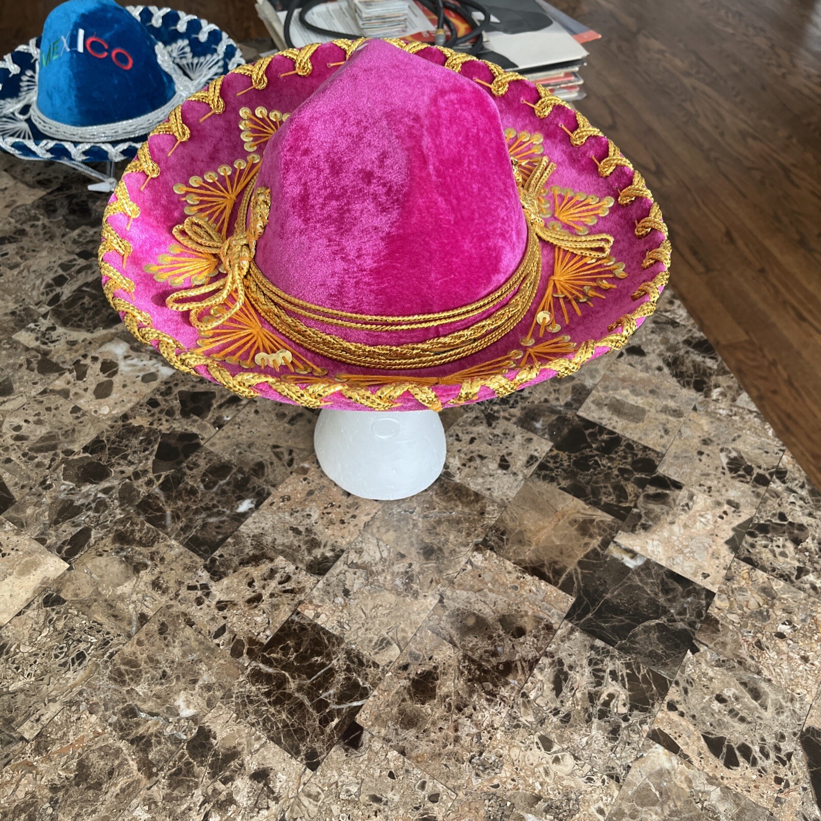 New Authentic Gonzalez Sombrero Youth Pink Gold Mexico Handmade Cinco De Mayo
