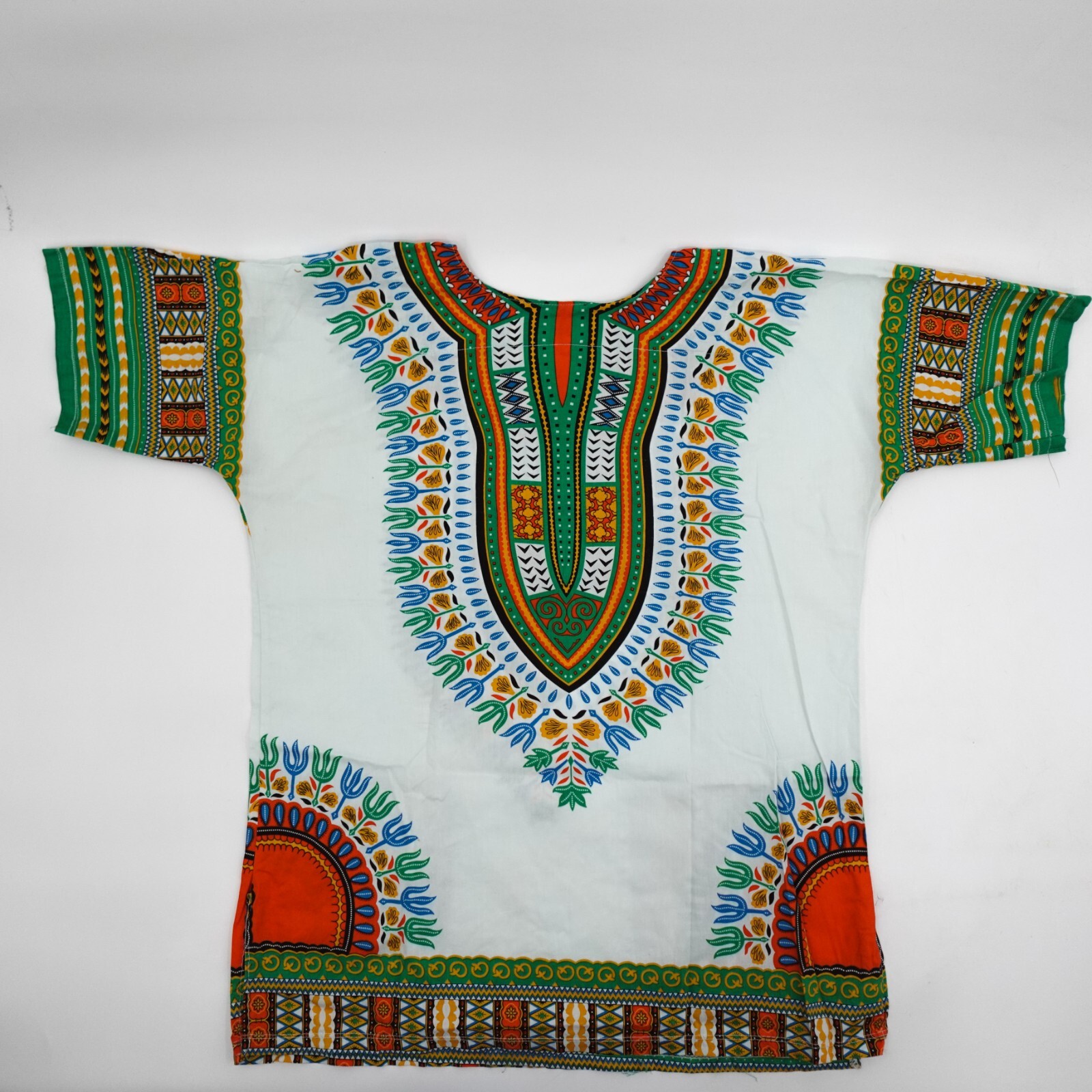 Unbranded Dashiki Shirt Top mens Medium Green White Short Sleeve Pockets African