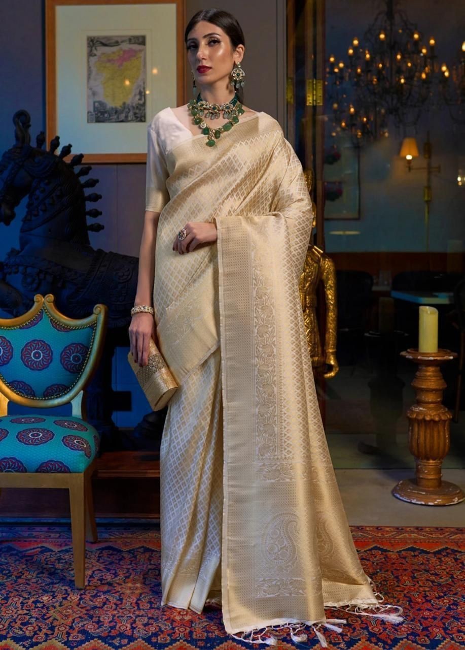 Women’s Woven Design Banarasi Style Soft Lichi Silk Saree With Blouse Piece Sari