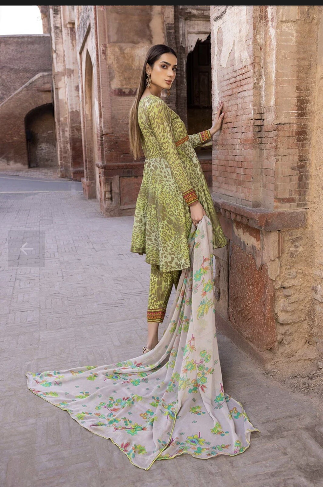 3 -Pc Tiger Printed Lawn Shirt With Lawn Trouser and Chiffon Dupatta