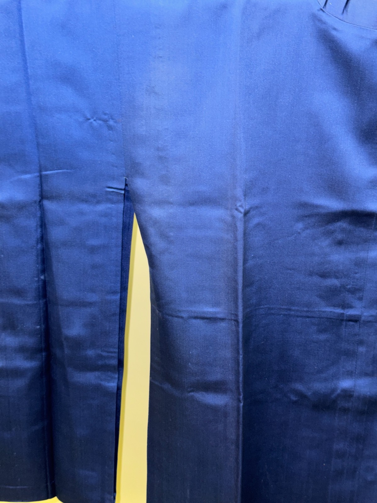 Japanese Vintage Kimono Michiyuki Jacket Polyester Blue Traditional 49 in