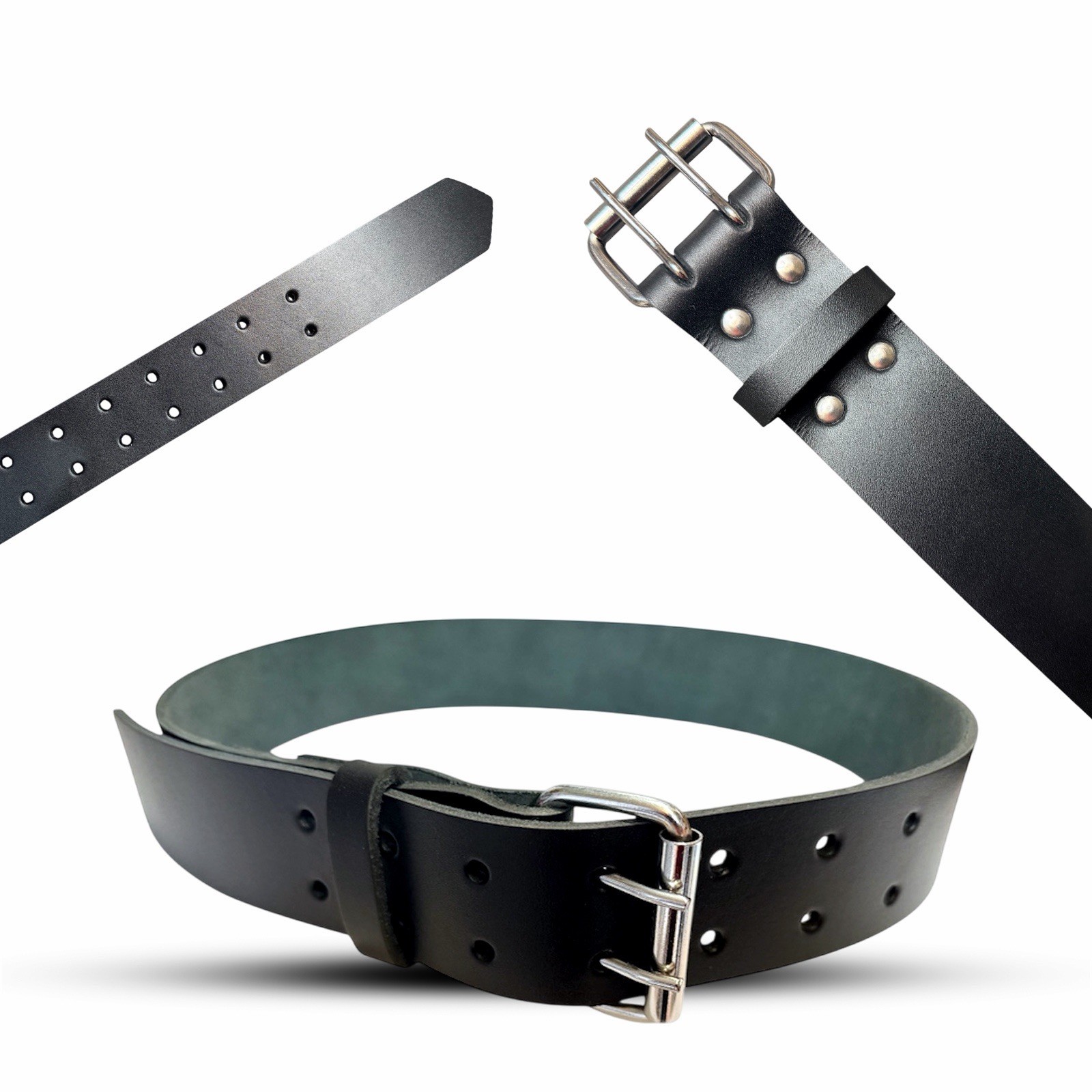 New Black Leather Swordsman Belt with Buckle Heavy Duty 2” Wide