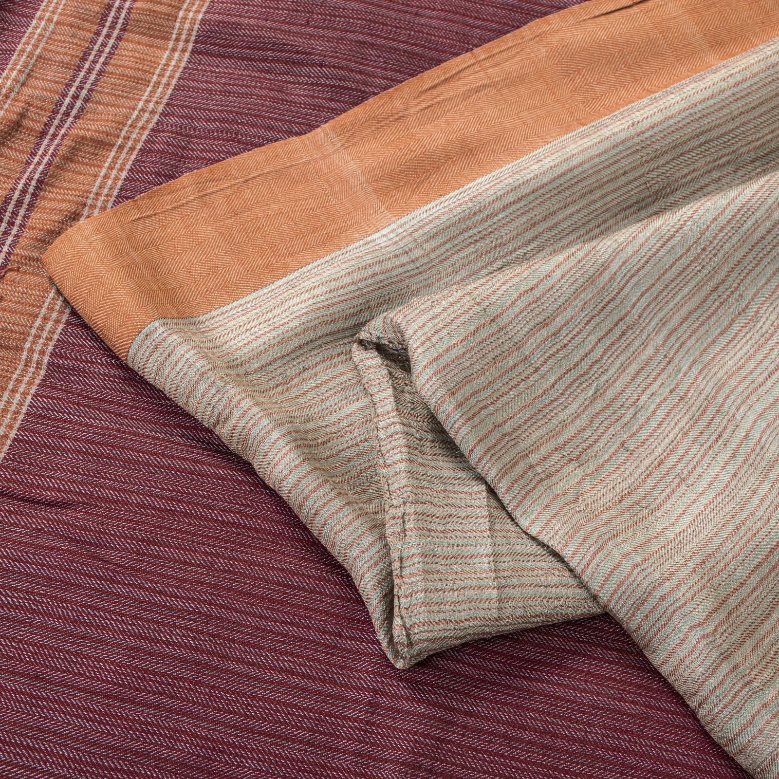 Sanskriti Vintage Gray 100% Pure Woolen Woven Saree 6Yd Soft Craft Fabric Sari