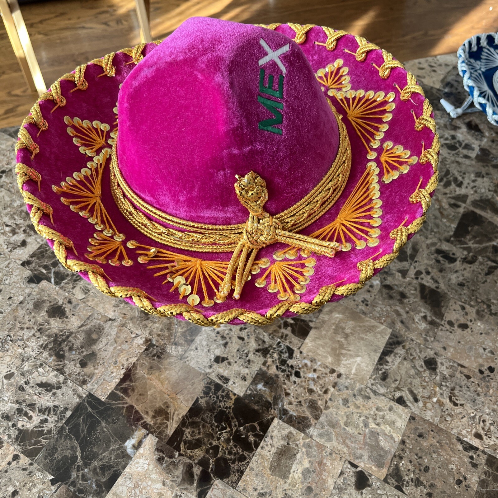 New Authentic Gonzalez Sombrero Youth Pink Gold Mexico Handmade Cinco De Mayo