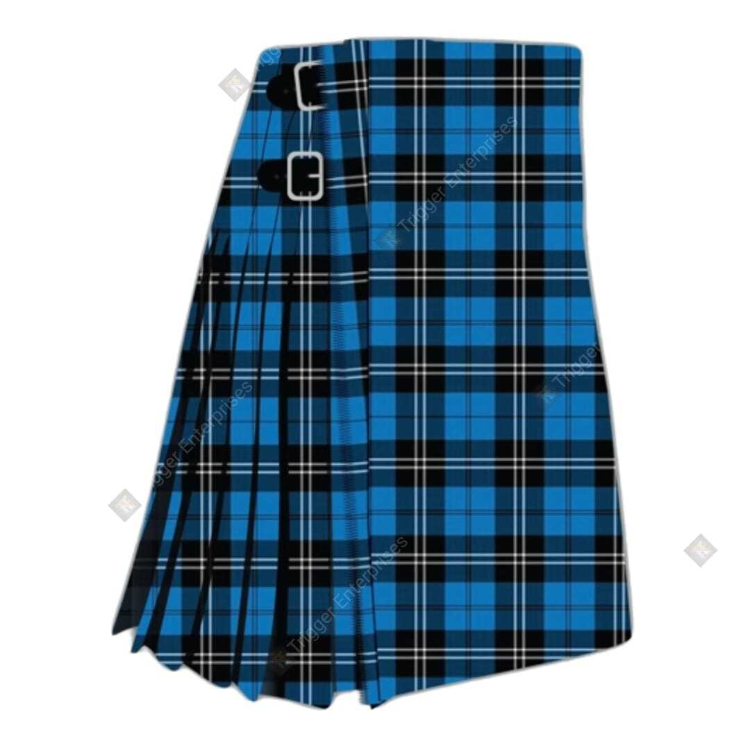 Handmade Ramsay Blue Tartan Kilt Outfit for Men with Jacket & Waistcoat All Size