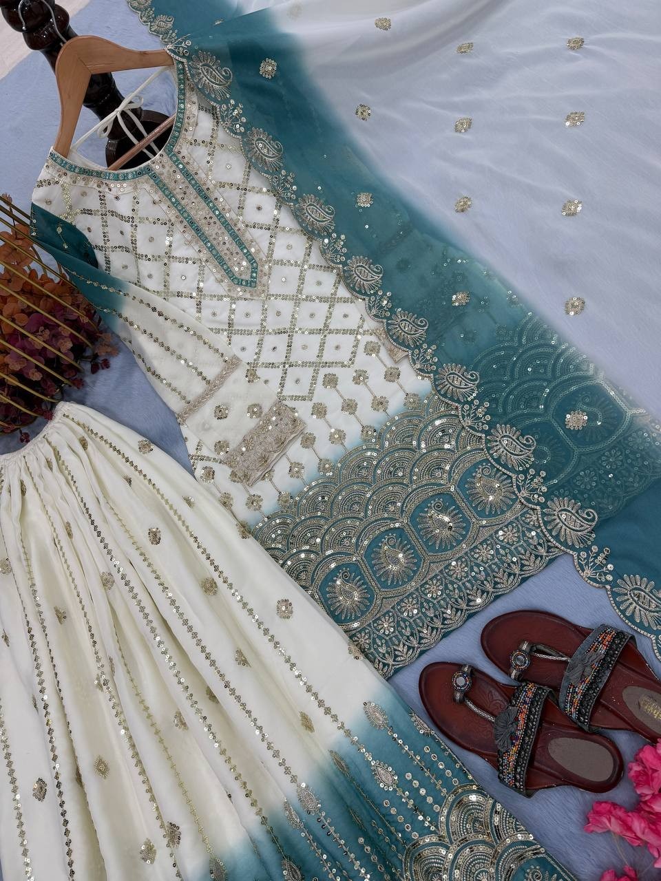 Latest Collection Heavy Star Georgette Kurta Palazzo With Dupatta For Women