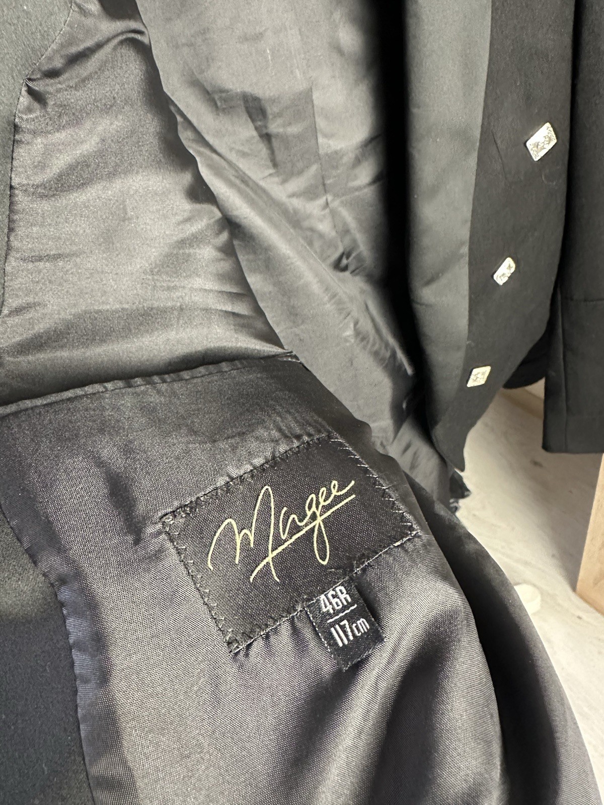 Mens Black Magee Prince Charlie Jacket Size 46R 100% Pure New Wool