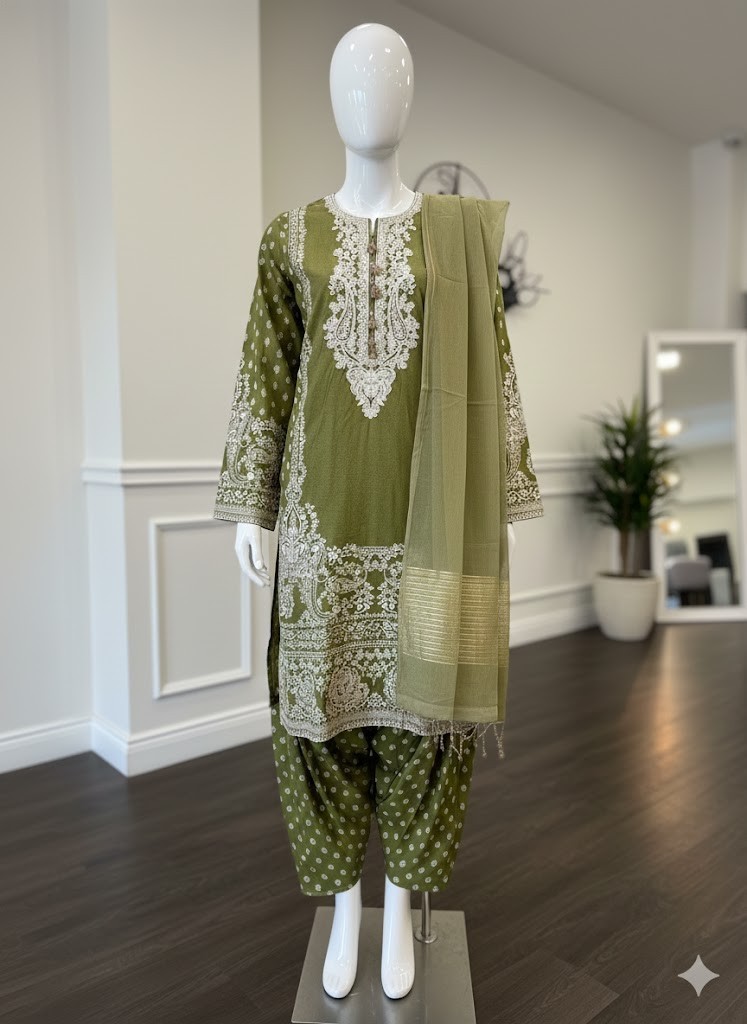 NEW Limelight Pakistani Lawn 3 pc. Farshi Shalwar – by The House of Balavi