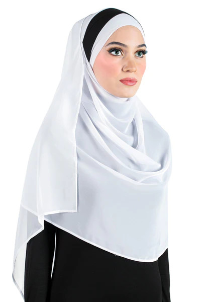 Chiffon Wrap Hijab Headscarf with 1 Color Stripe – Shawl For Muslim Women Hijab