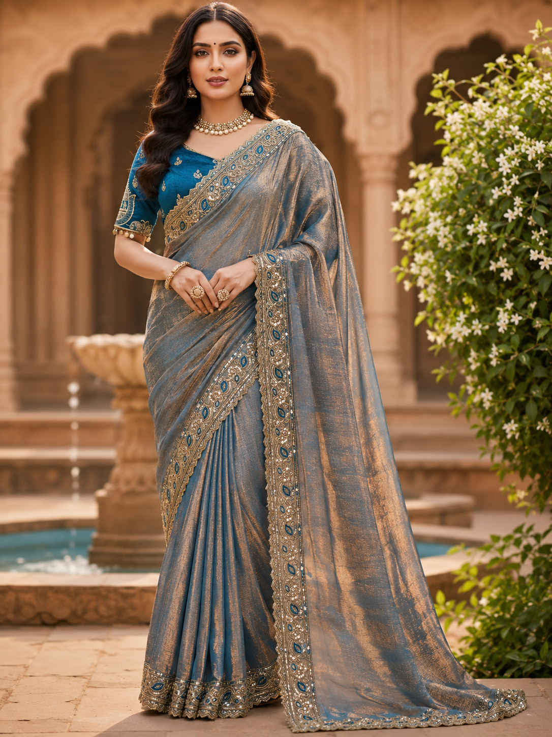 Readymade Silk Saree Ready to Wear Full Stitched Stitched Saree Blouse Designer