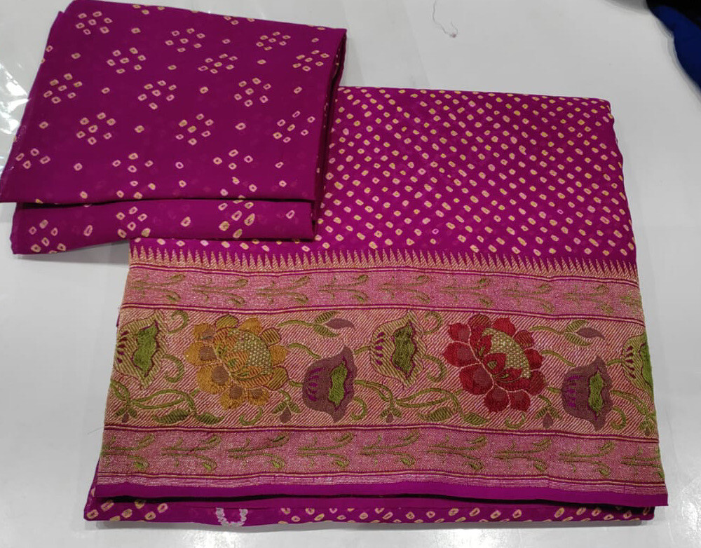 Pure Bandhini Banaras paithani boarder saree