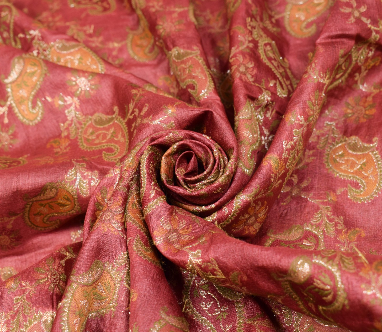 Sushila Vintage All Over Woven Saree 100%Pure Tussar Silk Maroon 5YD Sari Fabric