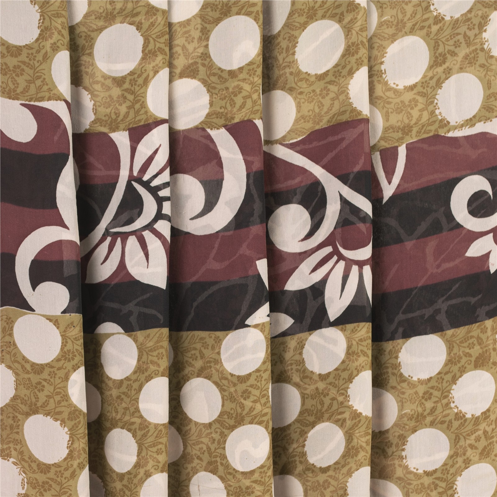Sanskriti Vintage Sarees Mauve & Cream Pure Georgette Print Sari 5+YARD Fabric