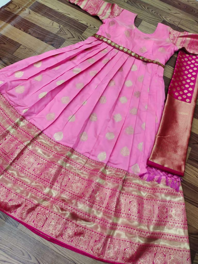 Banarasi zari weaving work pattern Full Stitched Gown With matching belt