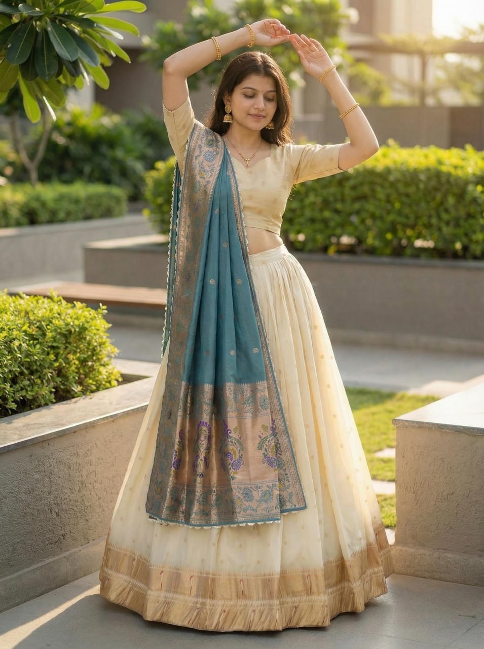 Paithani Silk Lehenga Choli Zari Weaving Bridal Wedding Wear Set Function Wear