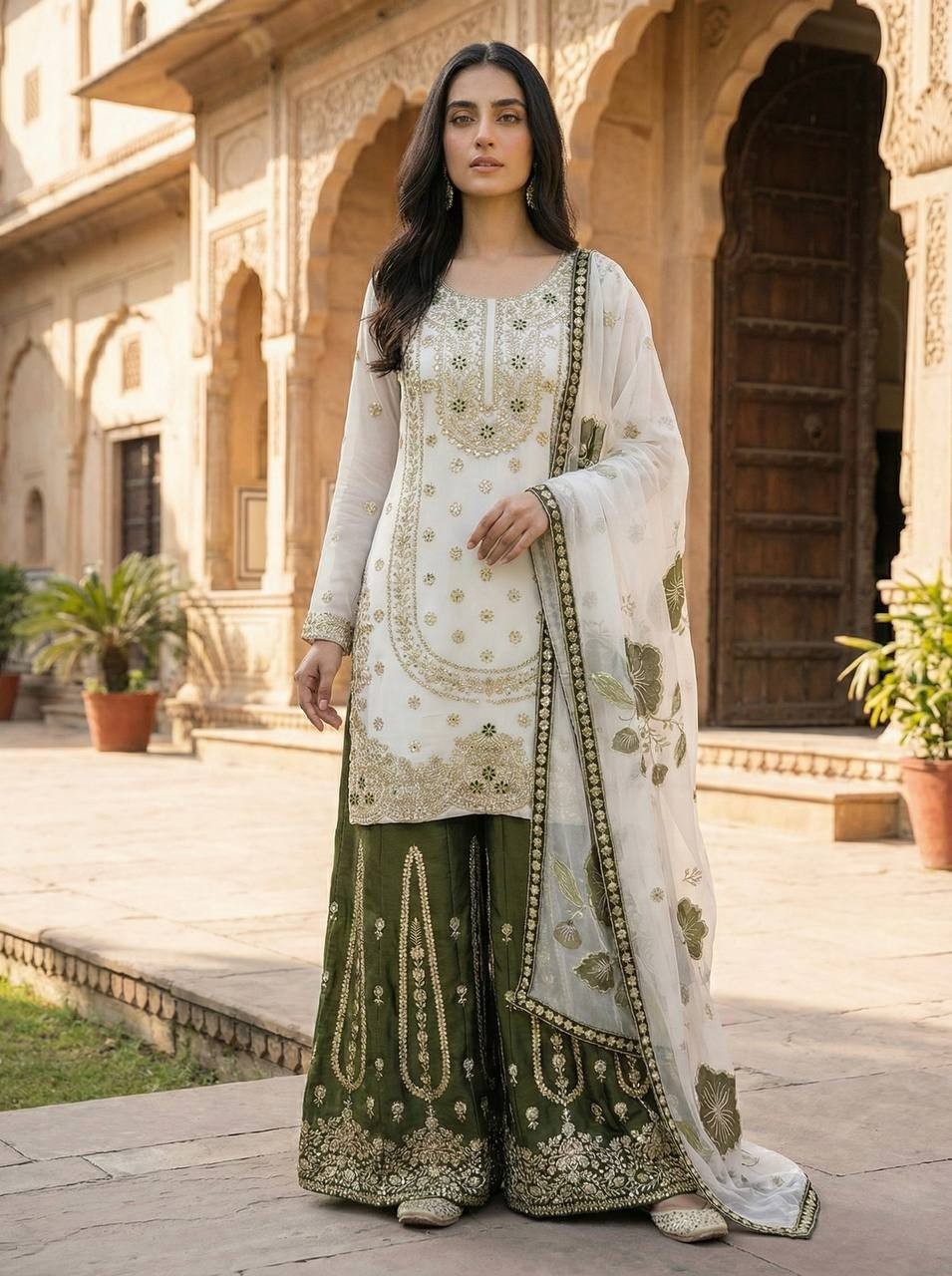New Arrival Heavy Silk Kurta Palazzo With Tebby Organza Dupatta For Women
