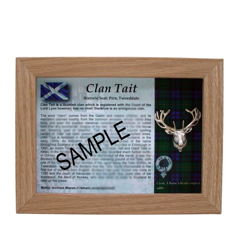 Clan Tait – Scottish Tartan with Stag Head