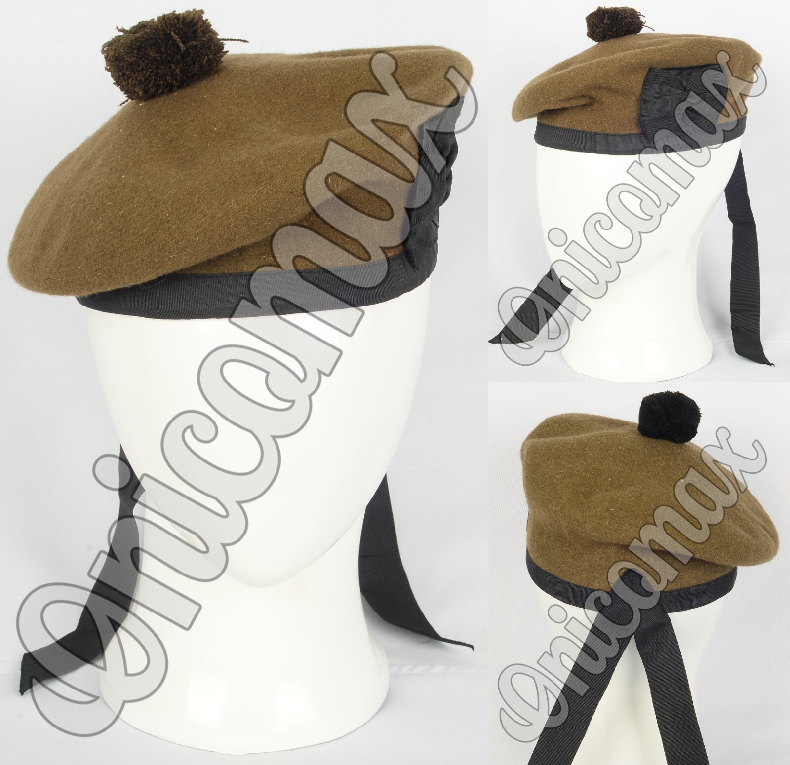 Scottish Balmoral Army Bonnet Hat Highlander Military Kilt Cap/Hat 100% Wool USA