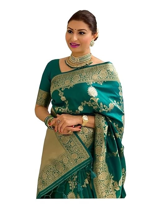 Women’s Kanjivaram Soft Silk Banarasi Sarees With Blouse Piece