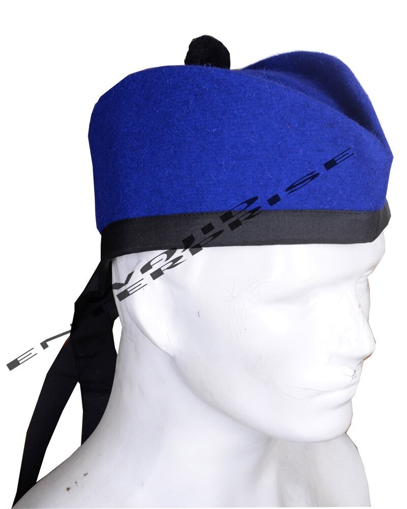 Handmade 100% Wool Royal Blue Glengarry kilt Cap SCOTTISH GLENGARRYS Piper Hat